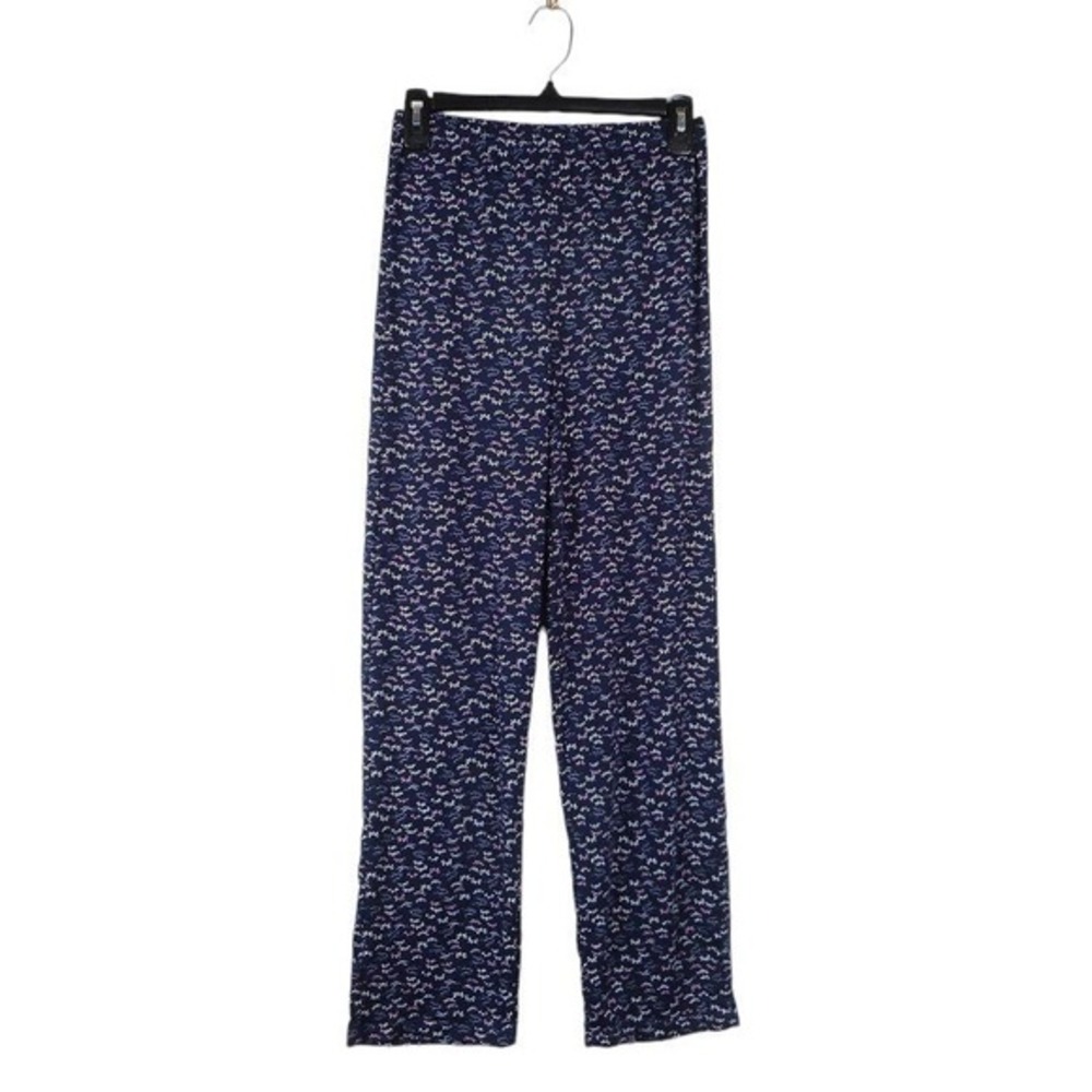 Mia Tess Pajama Lounge Pants Womens S XS Navy Pink Floral Print Lightweight Knit